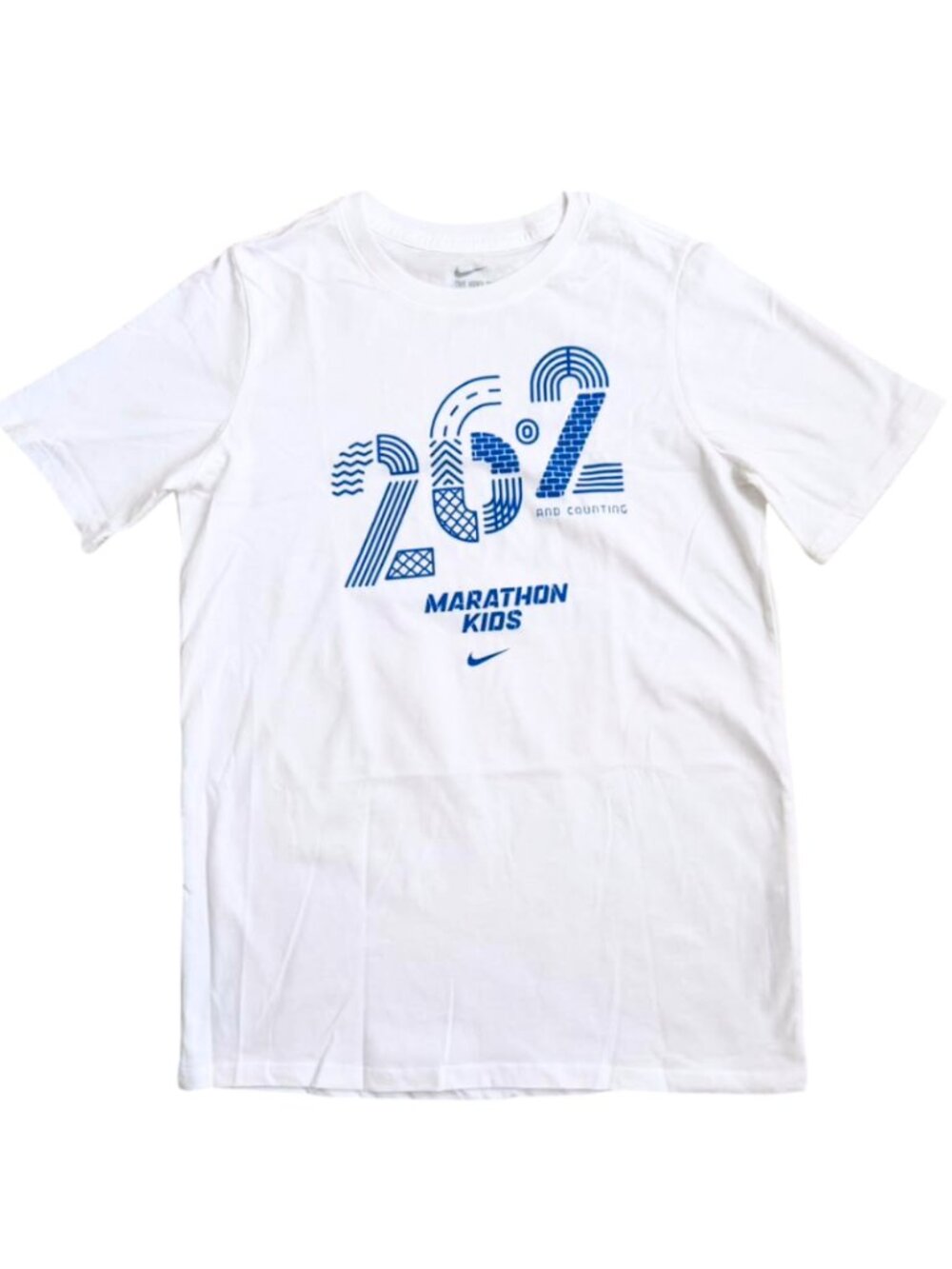 Nike Marathon Kids 26.2 Graphic T-Shirt - White Running Tee, Youth Size L